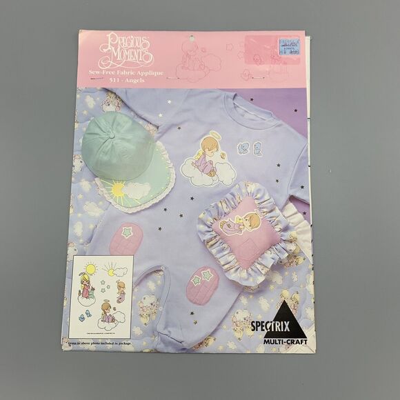 Vtg Precious Moments Sew Free Fabric Applique 511 Angels Spectrix NOS Boy Girl - Picture 1 of 11